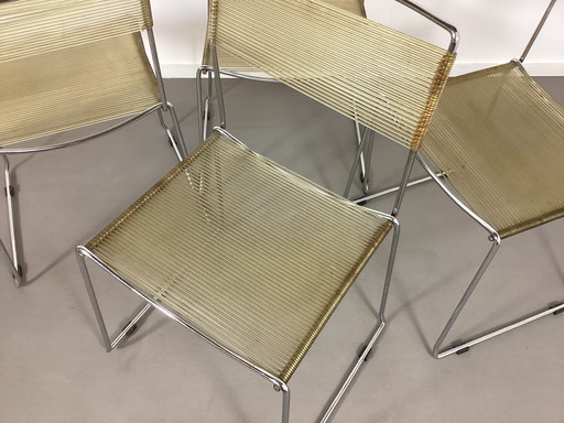 4 vintage Giandomenico Belotti spaghetti stoelen Alias