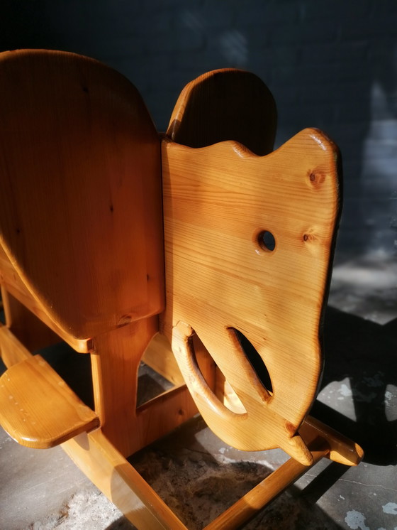 Image 1 of Scandinavische Schommelende Olifant Houten Vintage Kinderspeelgoed