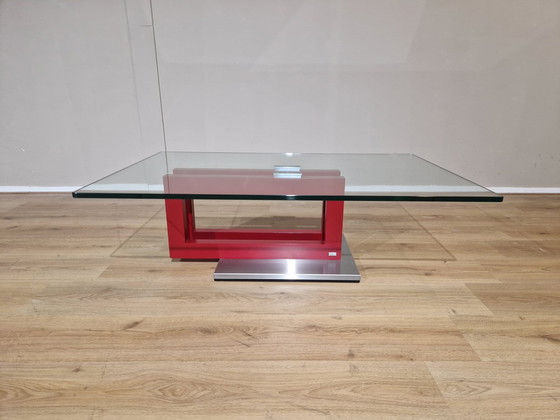 Image 1 of Pefa Couchtisch - Glas - Rot - Design - Showroom Zustand