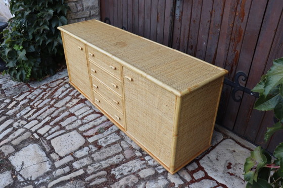 Enfilade Rotin Et Bambou Dans Le Goût Dal Vera 1970 Italie – Buffet bas, Rattan (photo 6 of 10)