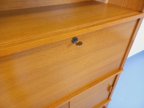 Image 1 of Vintage secretair/boekenkast van eikenhout uit de jaren 60.
