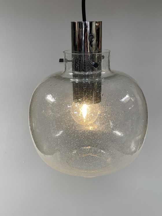 Image 1 of Glass Space Age Pendant Lamp, Glashütte Limburg, Germany 1970's