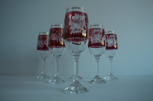 Ensemble de six verres à pied, Bohemia Crystal, années 1990.