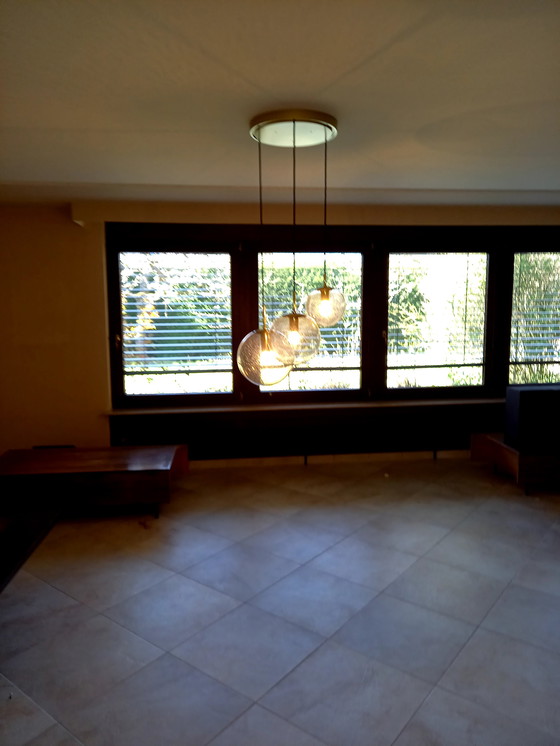 Image 1 of Ceiling lamp cascade lamp Limburg 3 globes bubble glass 70s aeb