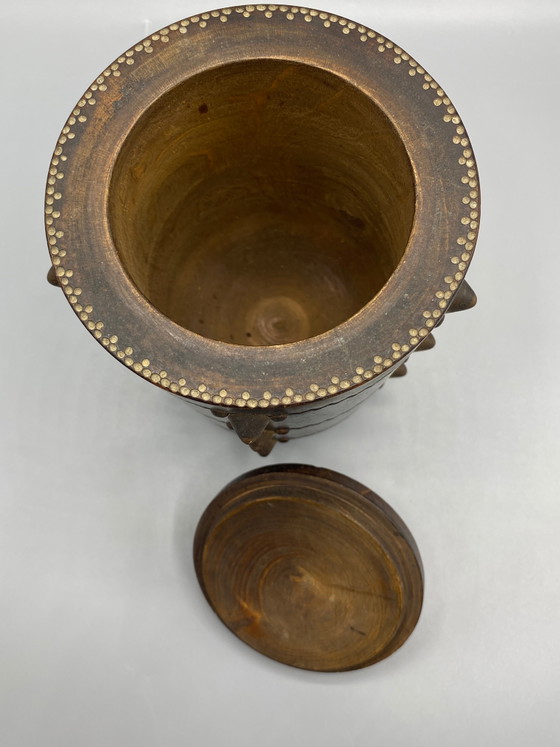 Turned Wood and Brass Tobacco Jar – 1950s-1960s – Decorative Objects, Mid Century Modern (photo 4 of 7)