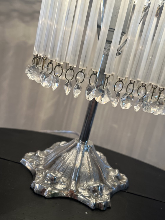 Image 1 of Set Of 2 Vintage Crystal Table Lamps Opaline Glass