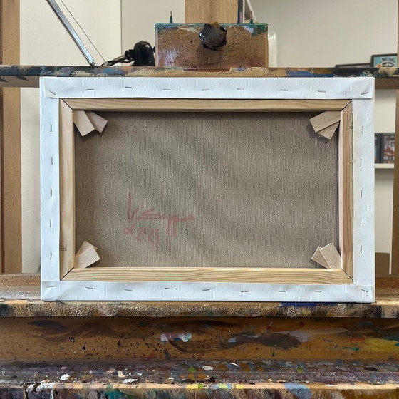 Image 1 of Unique painting, Small Orchard, hand-painted one-of-a-kind piece, 45 x 30 cm, acrylic paint on canvas