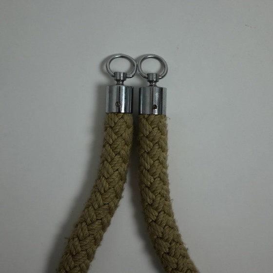 Coppia di Barriere a Corda Cromate Vintage con Cordone in Fibra Naturale Intrecciata, Europa, Anni '50-'60 (photo 13 of 20)