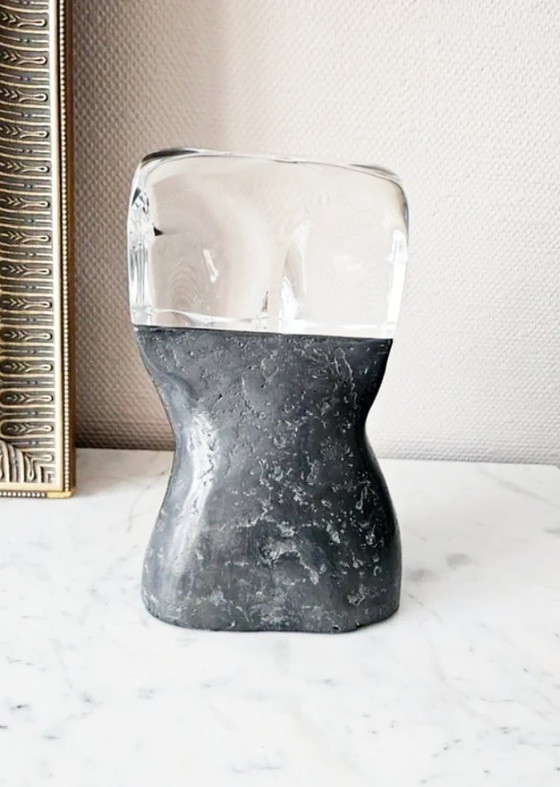 Image 1 of Sculpture Anthropomorphe Monumentale Visage Hybride Cristal Massif Métal Brut 11kg Design Moderniste Brutaliste 2e Moitié XXe
