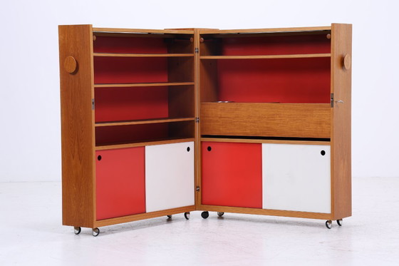 Image 1 of Rare armoire de bar de Johannes Andersen | Mid Century Bar | 60s pliable Vintage Teck Rollbar bois #09-06