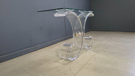 Image 1 of Konsolentisch aus Messing und Acrylglas, 1970er Jahre