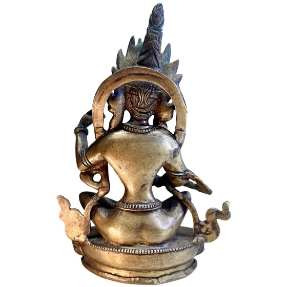 Saraswati tibetana antigua – Principios del siglo XX (aprox. 1920) – Bronce macizo dorado – 20,7 cm / 1,8 kg (photo 5 of 10)