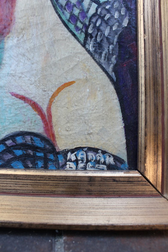Image 1 of 1930s Modernist Hungarian Style Oil Painting Nude Female Homage to Béla Kádár Framed