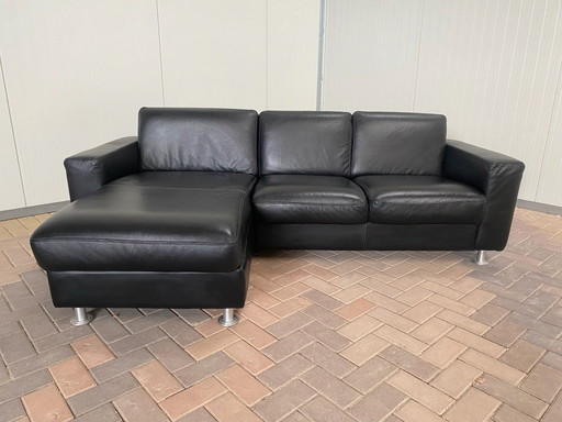 Beautiful Black Genuine Leather Corner Sofa