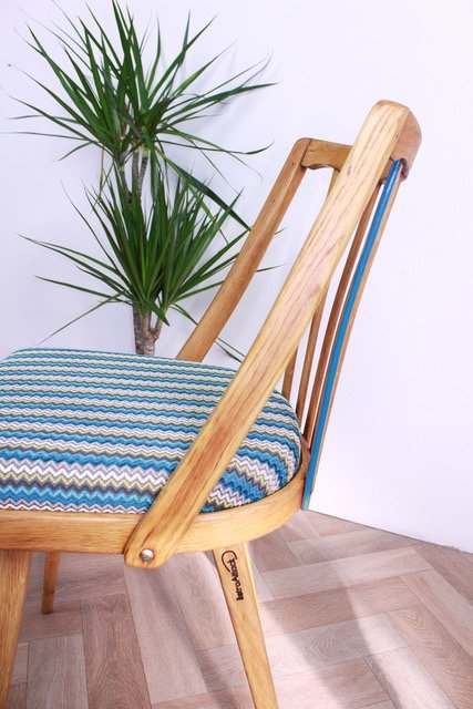 Image 1 of 4x Stühle TON "Blaue Streifen"