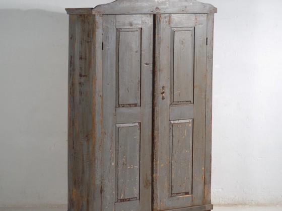 Rustic Painted Wooden Wardrobe, Central Europe, circa 1900–1920 (photo 2 of 40)