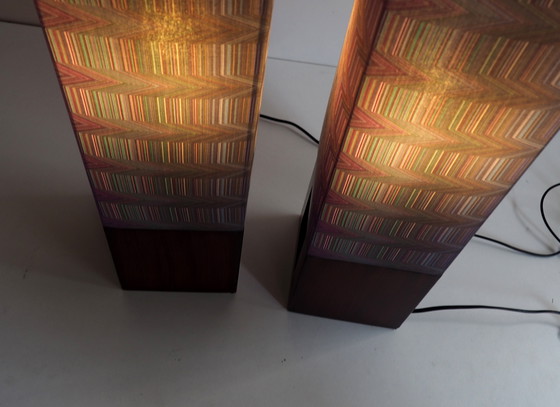 Image 1 of Vintage Wood Table Lamp/ Shadow Missoni Fabric