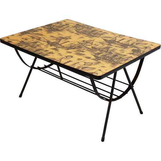 Tavolino da caffè con portariviste vintage, 1960