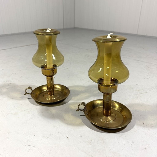 2 x brass candlesticks by Peter Jensen Copenhagen Denmark 1960's