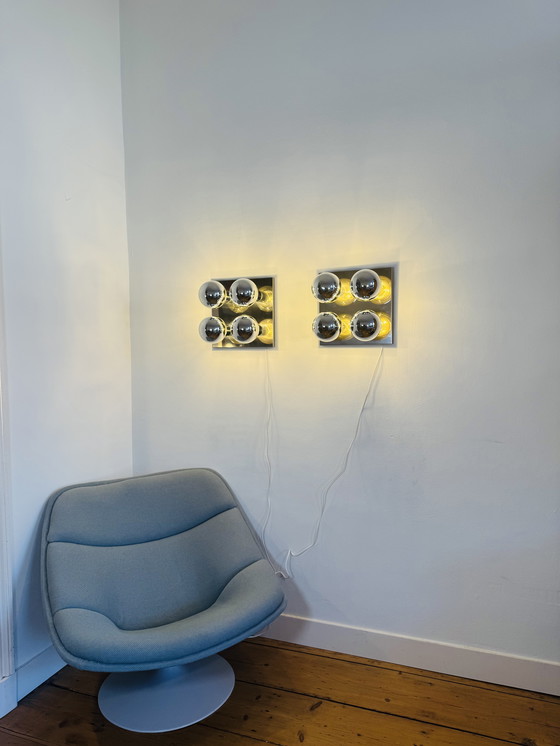 Image 1 of CHROME PLATED SQUARE WALL/CEILING LIGHT BY MOTOKO IISHI FOR STAFF LEUCHTEN, GERMANY, 1970s