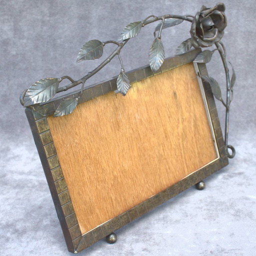 Marco de fotos art déco antiguo en hierro forjado