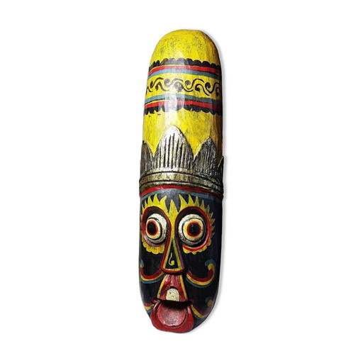 Large Balinese mask carved and hand-painted in wood, Indonesia, 1970s.