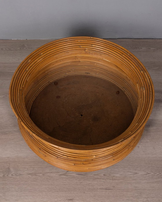 Vintage 1960s Italian-design bamboo plant pot with wheels (photo 2 of 6)