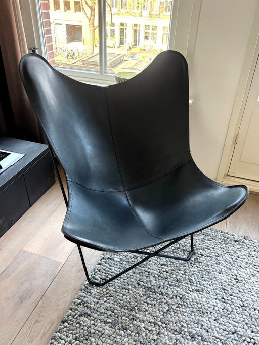 Design Butterfly Chair – Echt Leer – Zwart