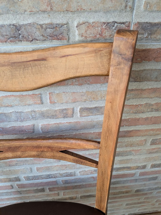 Antiker Mocholín Stuhl, Esszimmerstühle, Holz, Skai, Braun (Foto 8 von 15)