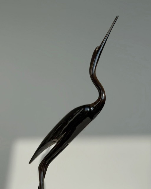 Héron vintage sculpté à la main