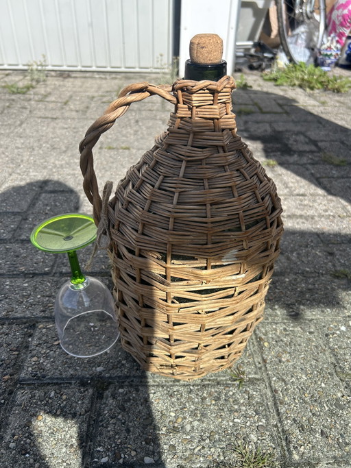 Vintage Rieten Fles Met Kurk - Decoratieve Karaf – cadeaus, Rattan