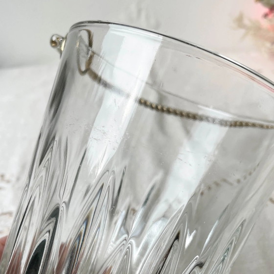 Vintage Ice Bucket with Twisted Gilded Brass Handle – Table accessories, Glass (photo 9 of 10)