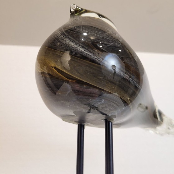 Image 1 of Sculpture “Dove”, blown glass, iron base, 2010s - France