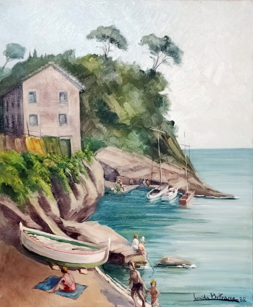 Léonida Beltrame (1904 - 2004) - San Fruttuoso di Camogli - Master Painting – schilderijen tekeningen, Canvas