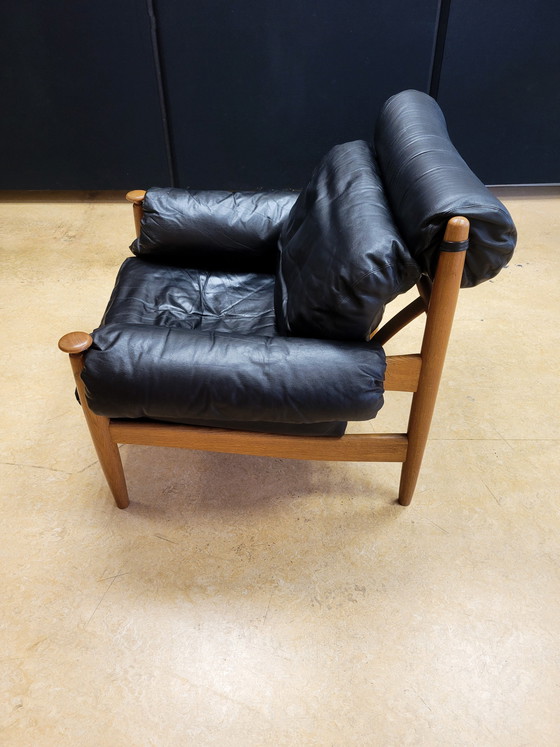 Image 1 of Vintage Black Leather Armchair By Eric Merthen For Ire Möbler