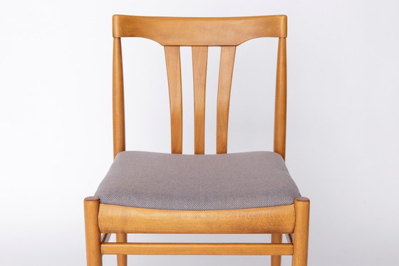 Image 1 of Set of 4 Vintage German Dining Chairs, 1960s, Beechwood Frame, Newly Upholstered in Light Blue Fabric, Mid-Century Modern