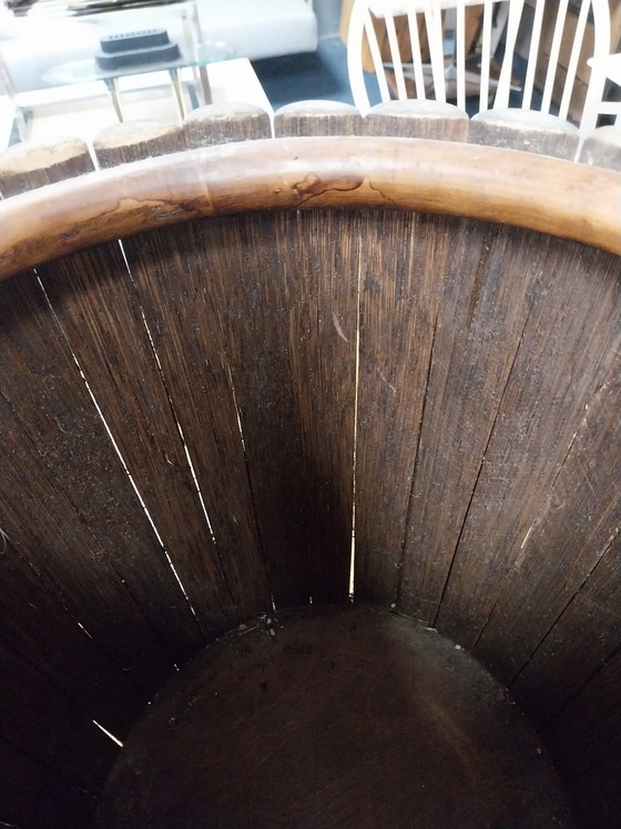 Image 1 of 1x großer runder Holzpflanzkübel aus den 1970er Jahren