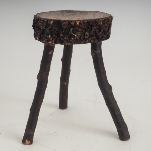 Rustikaler handgefertigter Holz-Hocker – krukjes, Wood