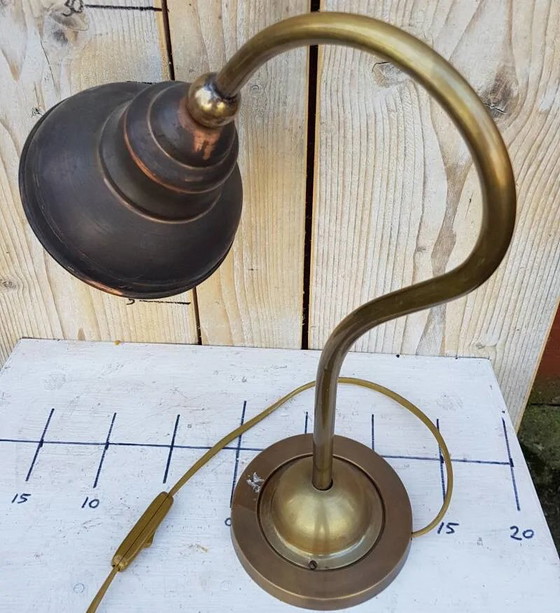 Antique English copper desk lamp, Table lamps, Brass, Vintage (photo 5 of 6)