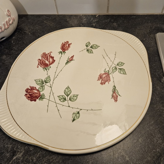 Cake Plate, Vintage, Roses, Gold Rim, Unused – Crockery, Porcelain (photo 5 of 5)