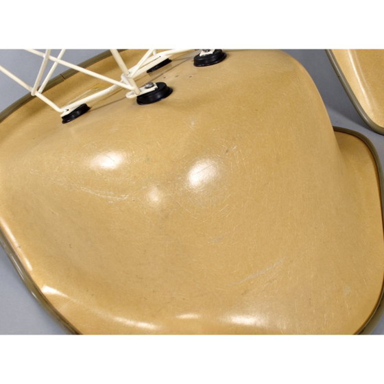 Image 1 of Pair of Eames for Herman Miller LAR Shell Chairs with Yellow Naugahyde Pads