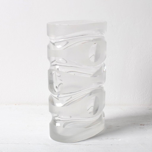 Mid-Century Iced Crystal Glass Vase: Peill & Putzler, Germany, 1960s