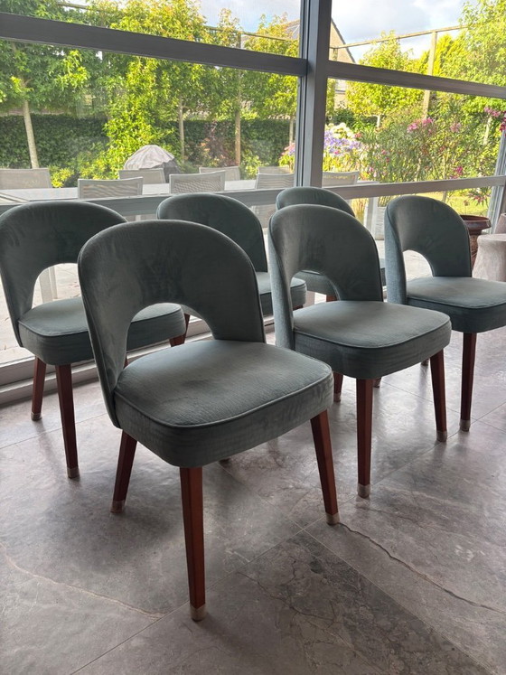 Image 1 of 6 dining chairs and matching Morres ottoman