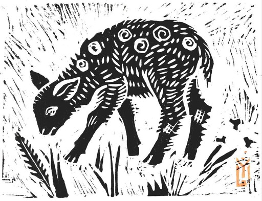 Black Sheep Linocut Print: Handmade A4 Limited Edition Art