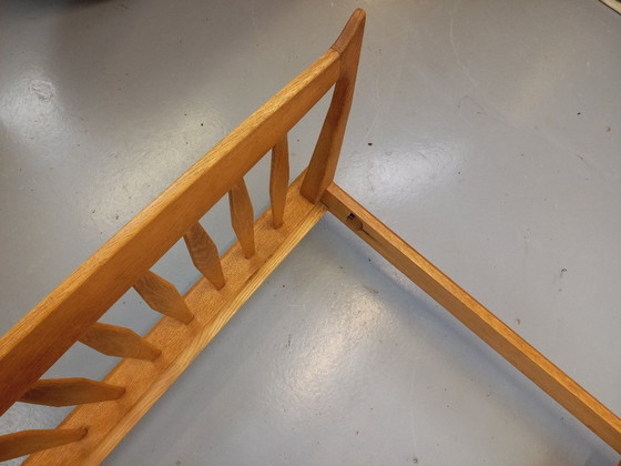 Image 1 of Vintage French double bed by Guillerme et Chambron in solid oak from the 1960s