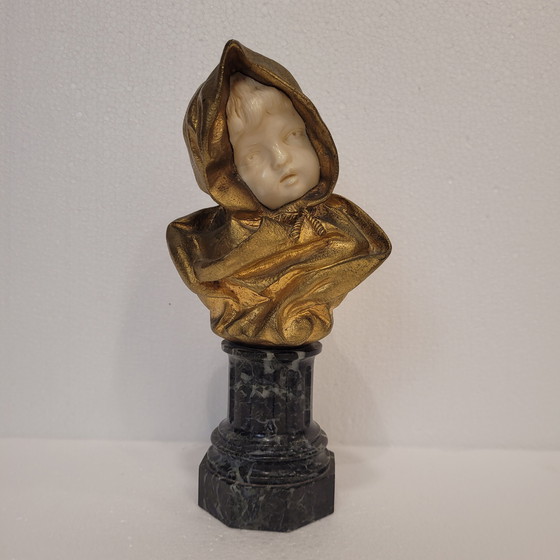 Image 1 of Busto en Crisoelefantina y Mármol, Siguiendo G. de Thouin, Circa 1900 - Francia