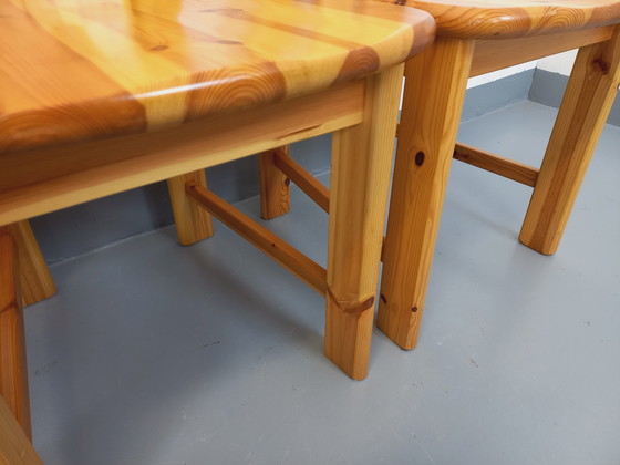 Image 1 of Suite of 4 Vintage Pine Chairs from the 70s and 80s