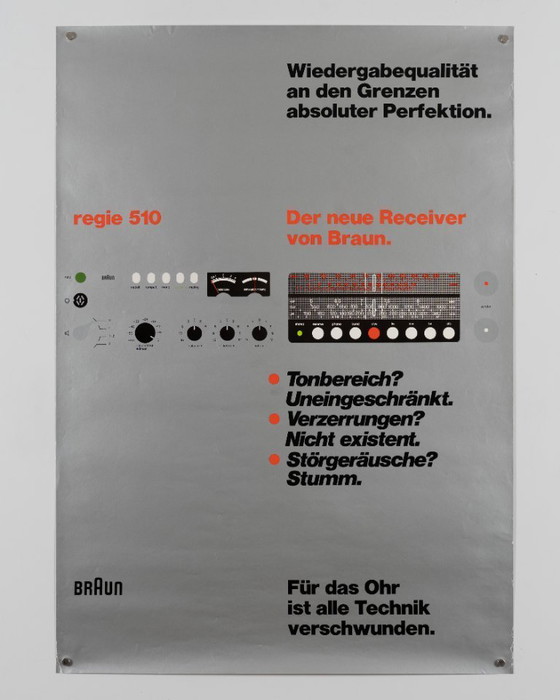 Image 1 of Braun Regie 510 – 1972 – Originele vintage reclameposter – Dieter Rams - Mid-Century Modern – 84,1 x 59,4 cm A1