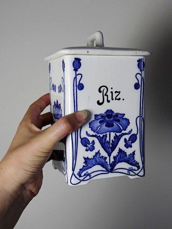 Image 1 of Waechtersbach "Dec1393" Art Nouveau earthenware condiment pot, decorated with poppies.