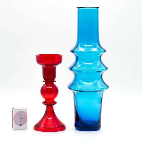 Image 1 of Iconisch design uit het midden van de 20e eeuw, vintage vakmanschap ×3 kunstglazen vazen ​​set WMF